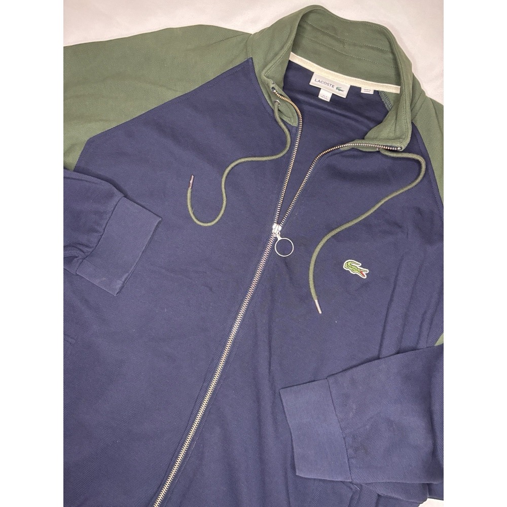 Lacoste Sport Men's Full Zip Track Jacket Color Block Navy Blue & Green 2XL